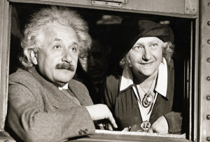 Albert Einstein Traveling with His Wife